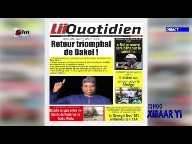 ⁣Revue de Presse du 31 Octobre 2024 présenté par Mamadou Mouhamed Ndiaye