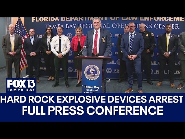 ⁣Explosive device investigation arrest press conference