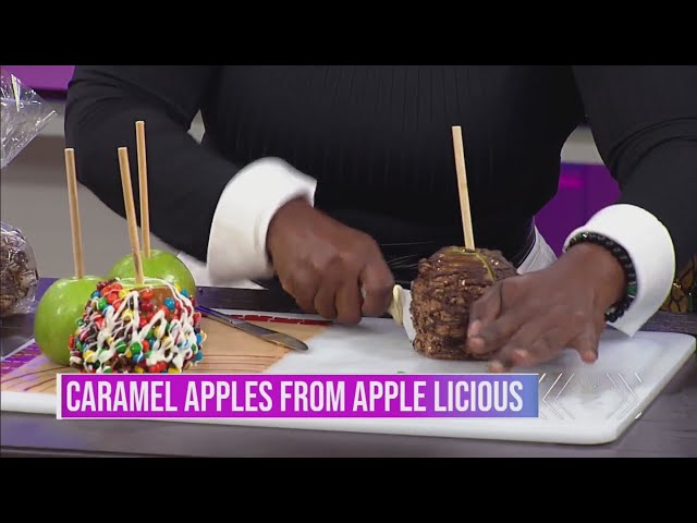 ⁣Fall favorites: Caramel apples from Apple Licious