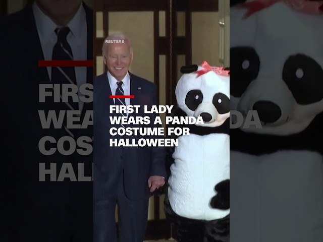 ⁣First Lady wears a panda costume for Halloween celebration