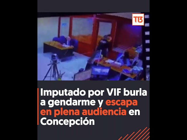 ⁣Imputado por VIF burla a gendarme y escapa en plena audiencia en Concepción