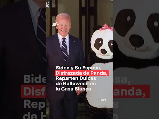 ⁣Biden y su esposa, disfrazada de panda, reciben a niños en Halloween - N+ #Shorts