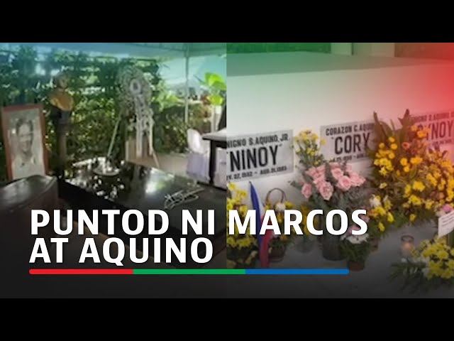 ⁣Marcos Jr. nagpadala ng bulaklak sa puntod ni Aquino | ABS-CBN News