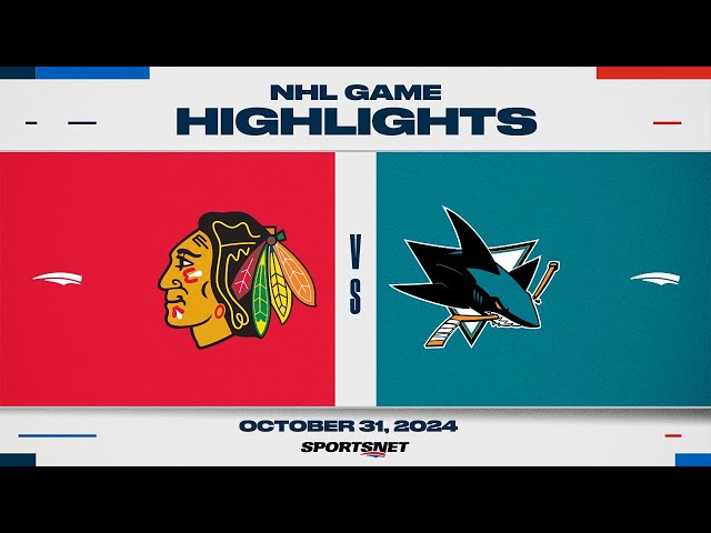 ⁣NHL Highlights | Blackhawks vs. Sharks - October 31, 2024