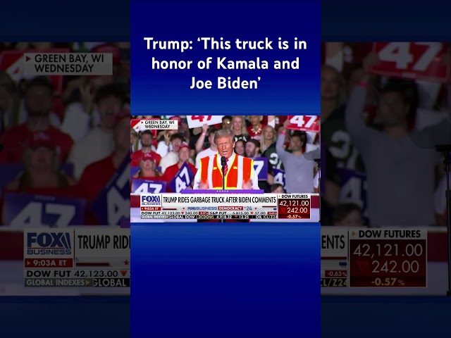 ⁣Trump rides garbage truck after Biden’s shady comments against MAGA supporters #shorts