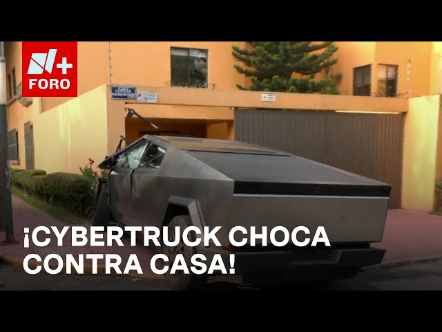 ⁣Conductor de Cybertruck se impacta contra casa, en CDMX y así quedó - Expreso de la Mañana