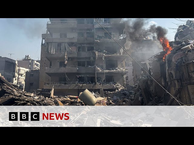 ⁣Israel strikes southern suburbs of Beirut | BBC News