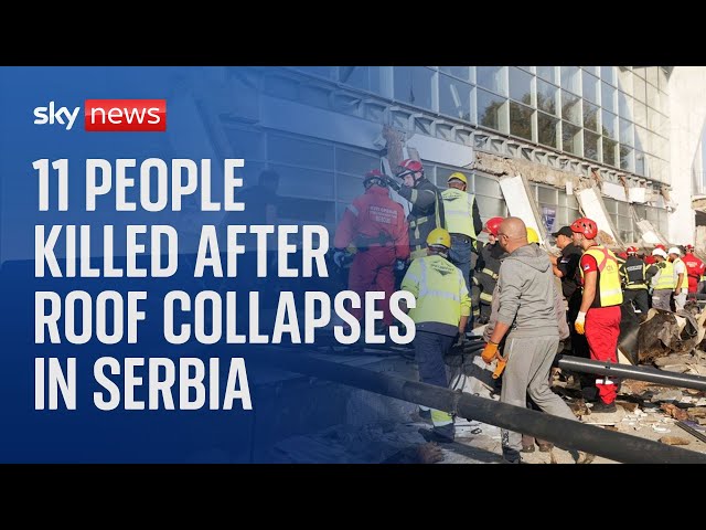 ⁣Watch live: 11 people killed after roof collapses in Serbia