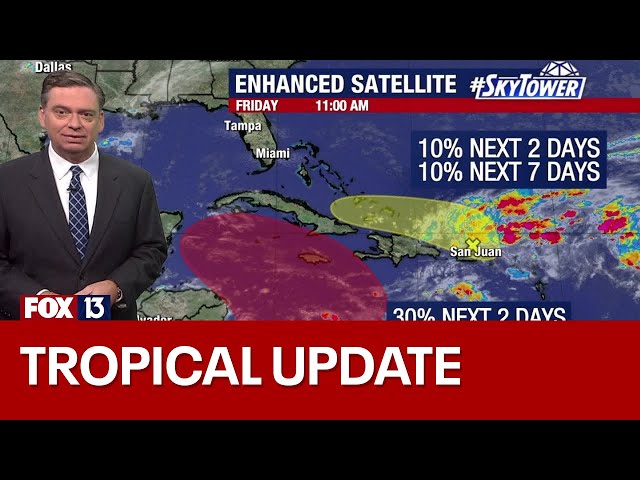 ⁣Tropical disturbance in Caribbean Sea sees increased chance of development