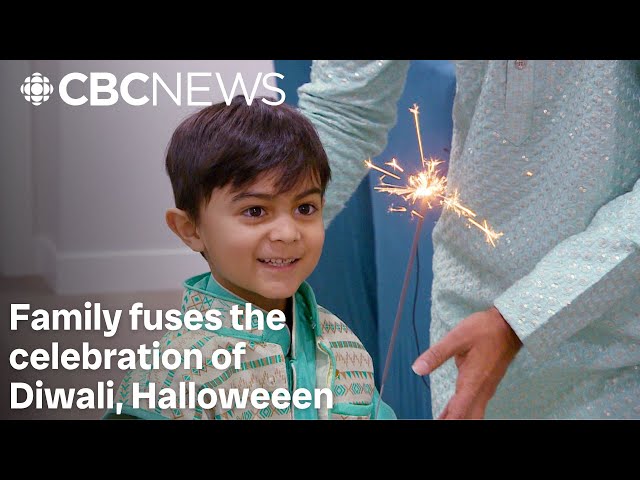 ⁣This family fused Diwali and Halloween celebrations