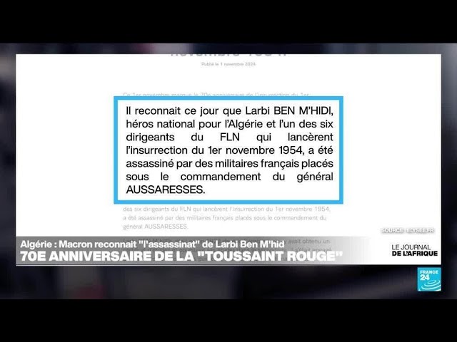 ⁣Algérie : Macron reconnaît "l'assassinat" de Larbi Ben M'hidi "par des mili