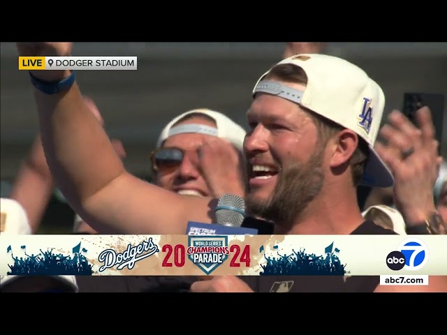 ⁣Clayton Kershaw says celebrating with fans is 'the best feeling' in emotional speech