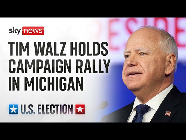 ⁣US Election | Governor Tim Walz holds a campaign rally in Flint, Michigan