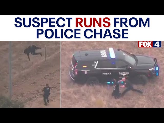 ⁣Front-flipping suspect tries to run from Fort Worth police chase