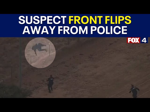 ⁣FULL CHASE: Fort Worth chase suspect flips over fence