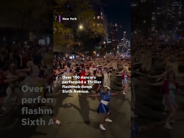 Dancers join a 'Thriller' flashmob in NYC Halloween parade