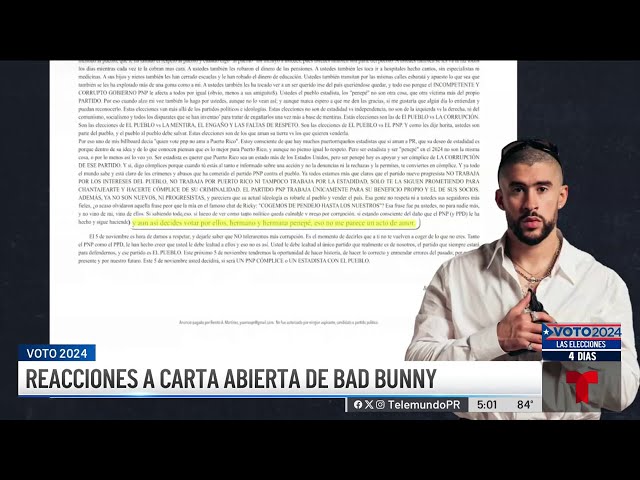 La carta de Bad Bunny a los estadistas