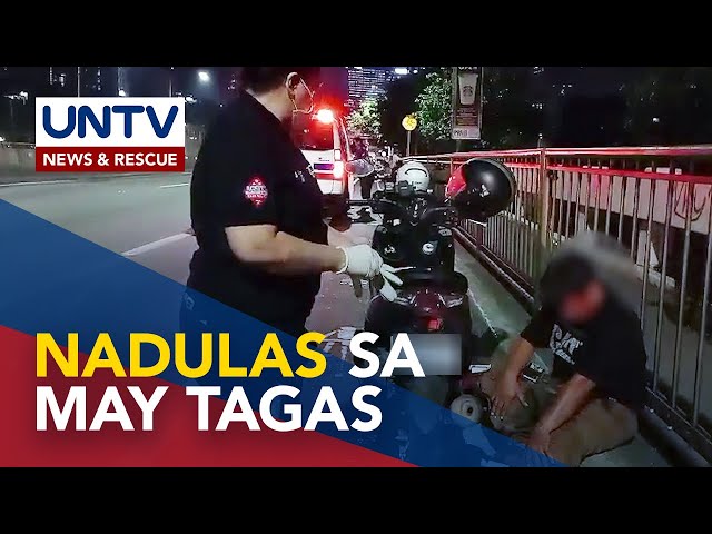 ⁣2 riders, sugatan matapos umanong sumemplang sa kalsadang may tagas ng langis