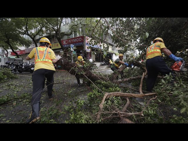 ⁣Cleanup underway after deadly Typhoon Kong-rey hits Taiwan