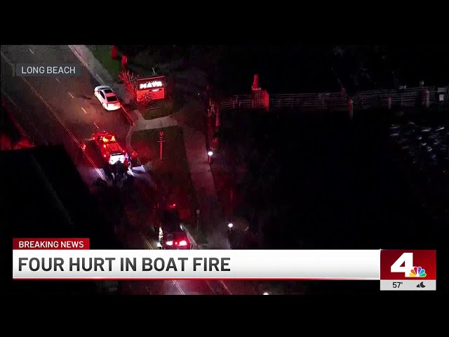 ⁣Four injured in Long Beach boat fire