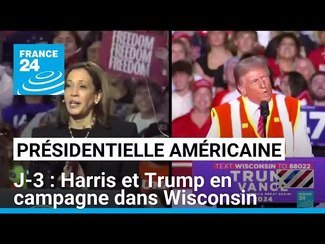 ⁣J-3 présidentielle américaine : Harris et Trump en campagne dans Wisconsin • FRANCE 24