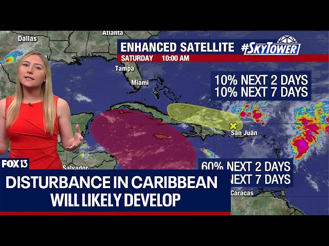 ⁣Disturbance in Caribbean will likely develop