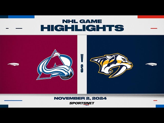 ⁣NHL Highlights | Avalanche vs. Predators - November 2, 2024