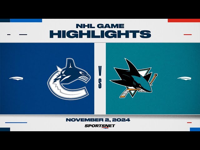 ⁣NHL Highlights | Canucks vs. Sharks - November 2, 2024