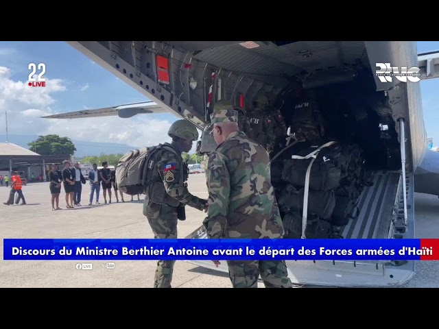 ⁣Discours du Ministre Berthier Antoine avant le départ des Forces armées d'Haïti FAD H