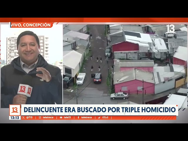 ⁣Delincuente buscado por triple homicidio trató de escapar por los techos en Concepción