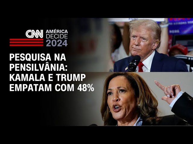 ⁣Pesquisa na Pensilvânia: Kamala e Trump empatam com 48% | AGORA CNN