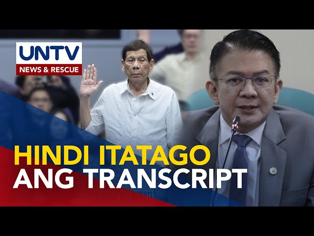 ⁣Walang dahilan para tanggihan ang pag-certify ng transcripts ng drug war probe - SP Escudero