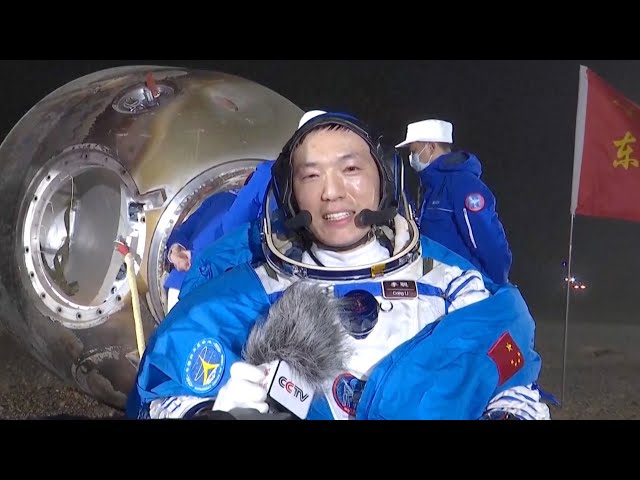 ⁣Shenzhou-18 astronaut Li Cong exits return capsule