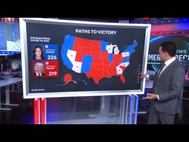 ⁣Possible paths to victory for Donald Trump, Kamala Harris