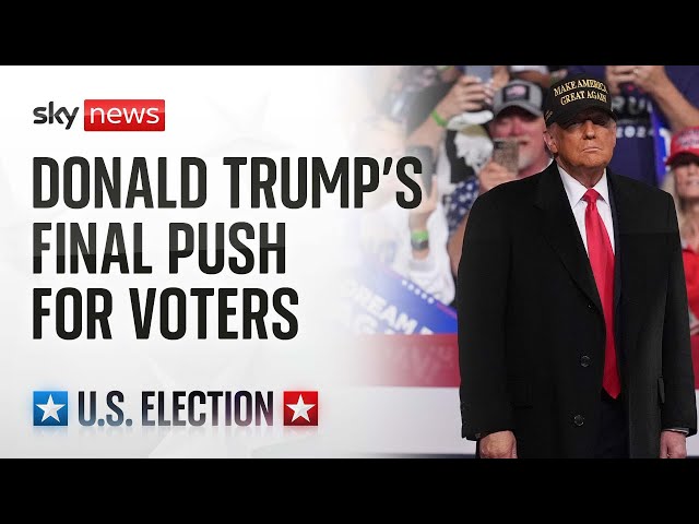 ⁣Watch live: Donald Trump makes final push for voters on eve of election day