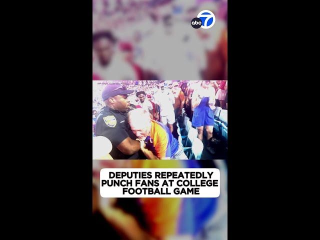 ⁣Deputies repeatedly punch fans at college football game