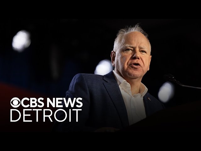 ⁣Tim Walz stopping in Detroit for election eve rally