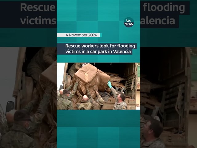 ⁣Rescue workers look for flooding victims in underground car park in Valencia #itvnews #shorts