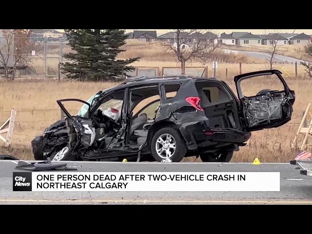 ⁣One dead after two-vehicle crash in NE Calgary