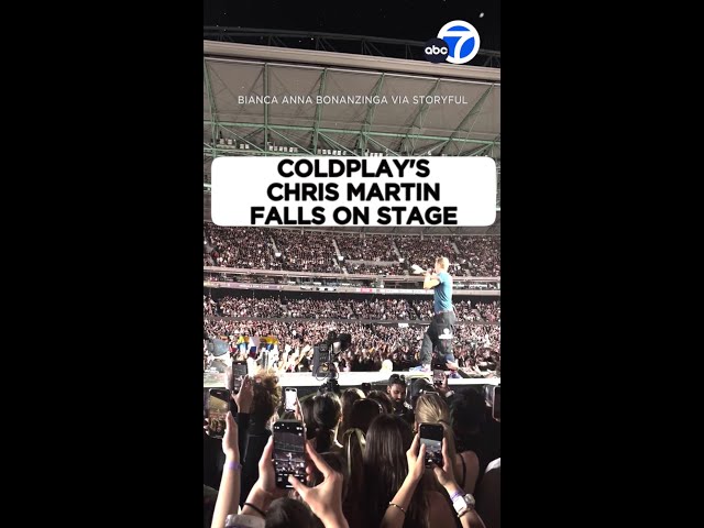 ⁣Coldplay's Chris Martin falls into hole on stage