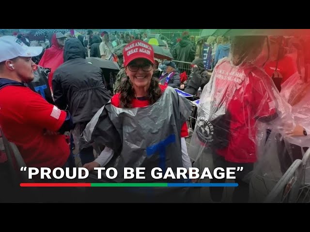 ⁣Trump voters wear trash bags in response to Biden comment