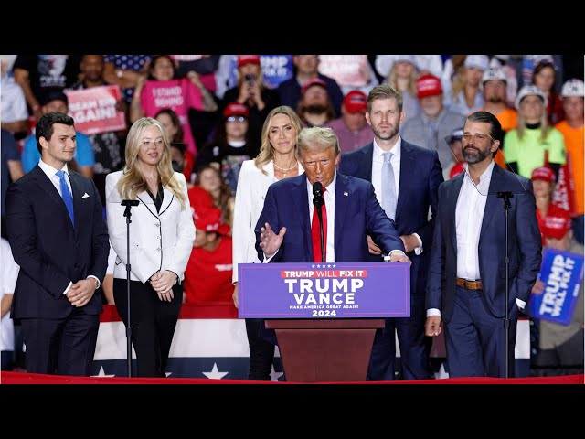 ⁣Donald Trump welcomes family on stage in emotional 'last rally'