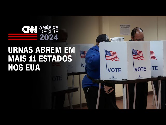 ⁣Urnas abrem em mais 11 estados nos EUA | LIVE CNN