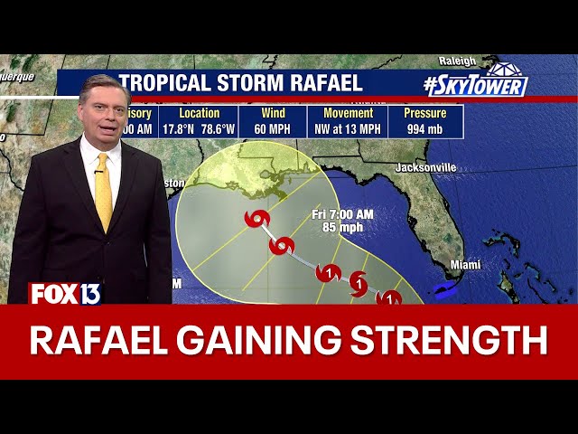 ⁣Tropical Storm Rafael approaching hurricane strength