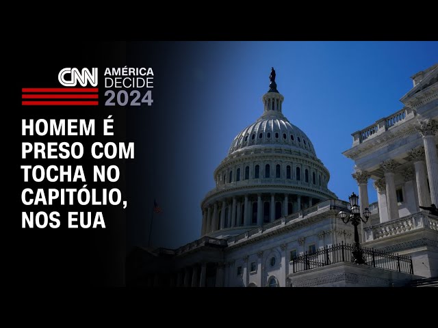 ⁣Homem é preso no complexo do Capitólio, nos EUA, com tocha | CNN 360º