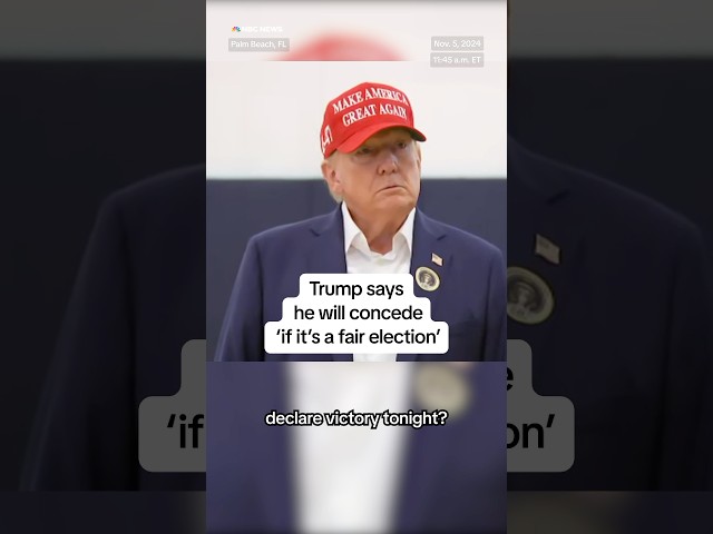 ⁣Donald Trump says he will concede the #election to Kamala Harris "if it's a fair election.