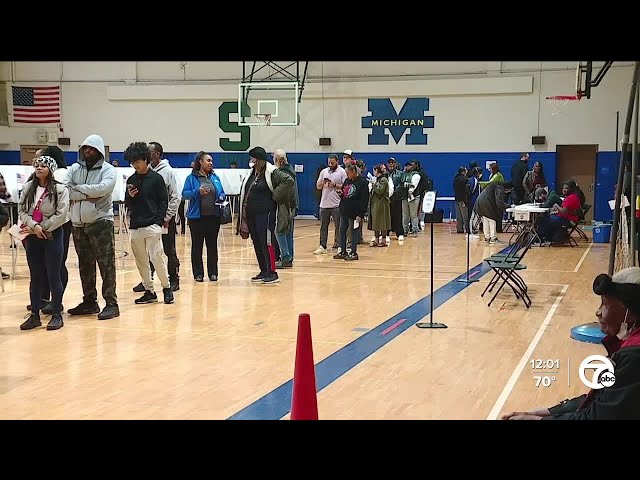 ⁣Michigan voters line up on Election Day to make their voices heard