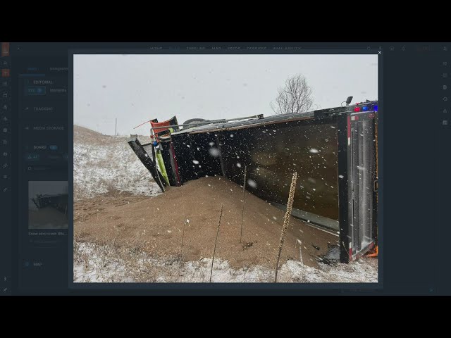 ⁣Snowplow rolls over in El Paso County