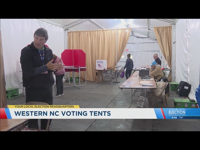 ⁣‘As long as you vote’: Helene-impacted voters turn to FEMA tents as voting vessels