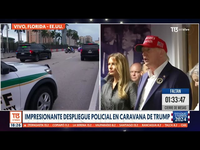 ⁣Impresionante despliegue policial en caravana de Donald Trump